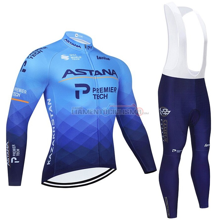 Abbigliamento Ciclismo Astana Manica Lunga 2021 Blu